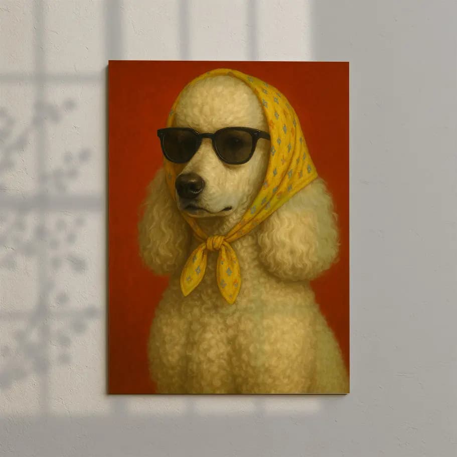 Şal ve Güneş Gözlüklü Poodle Poster
