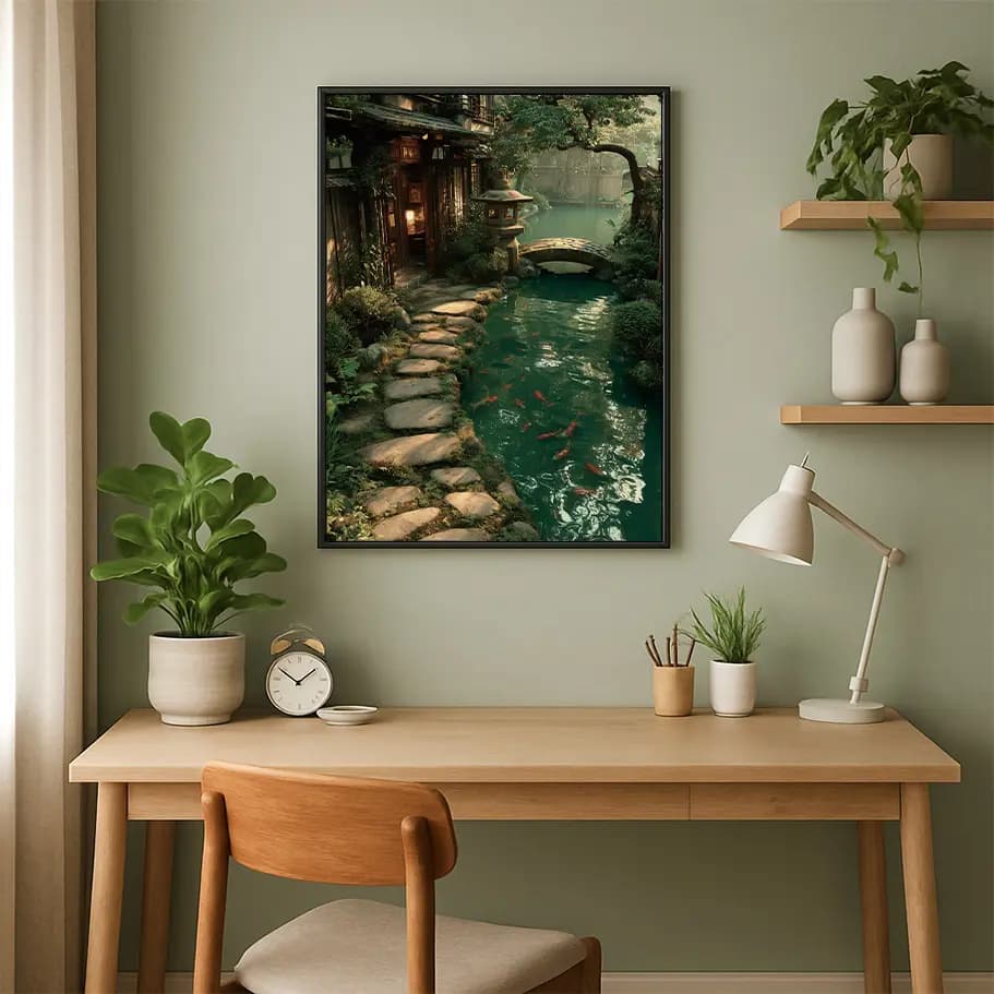 Koi Havuzu Manzara Posteri