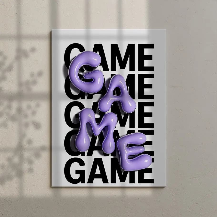 Game 3D Tipografi Modern Poster
