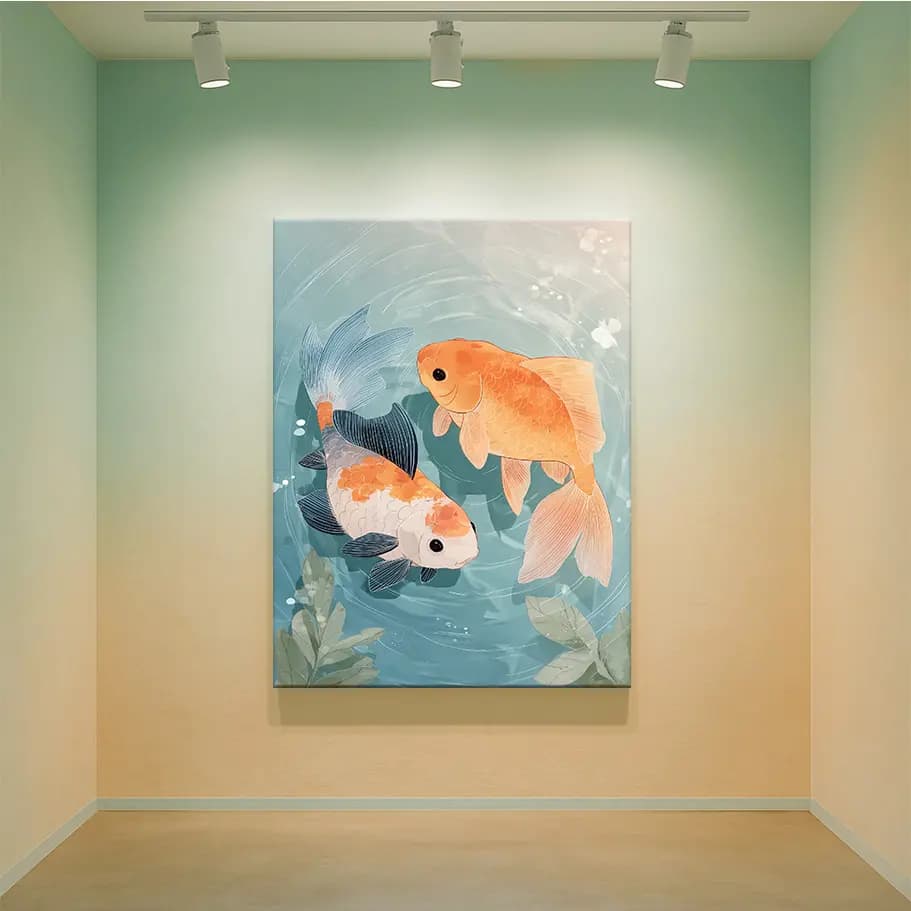 Balık Burcu (Pisces) Poster - Koi Balıkları ile Sakin Su İllüstrasyonu