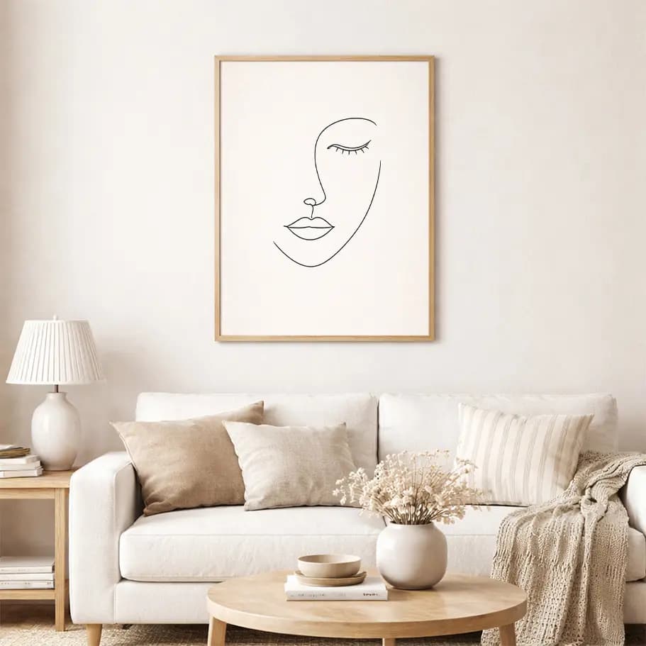 Minimal Line Art Yüz Poster