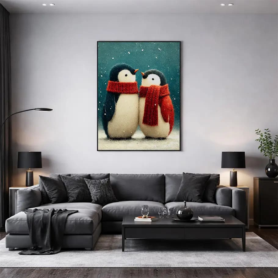 Sevimli Penguen Sevgililer Poster