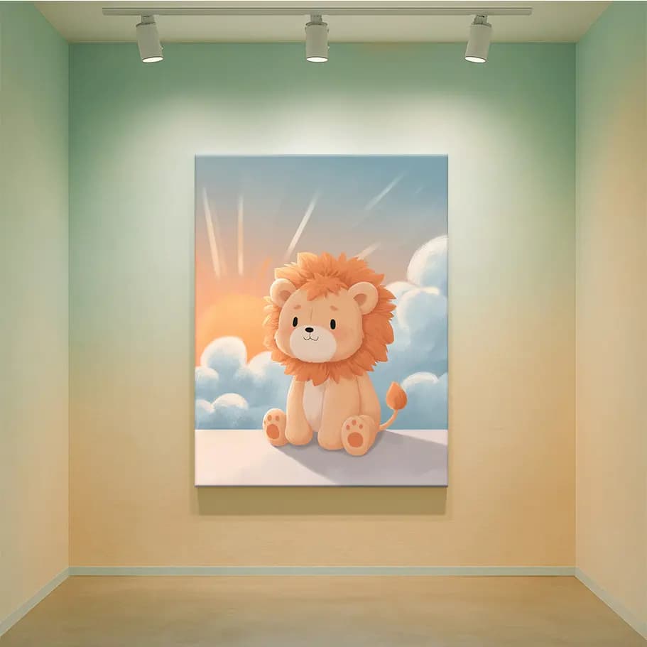 Aslan Burcu Poster – Sevimli Leo İllüstrasyon Duvar Dekoru