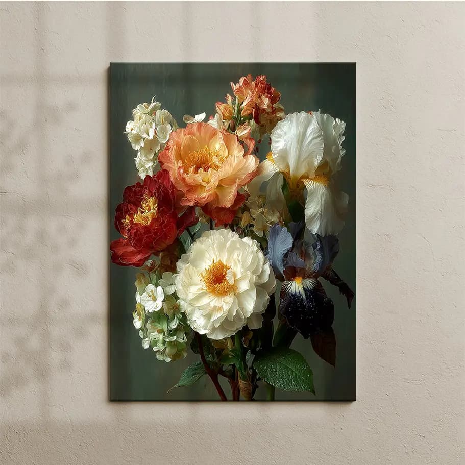 Şakayık & Süsen Çiçek Tablosu | Klasik Floral Poster