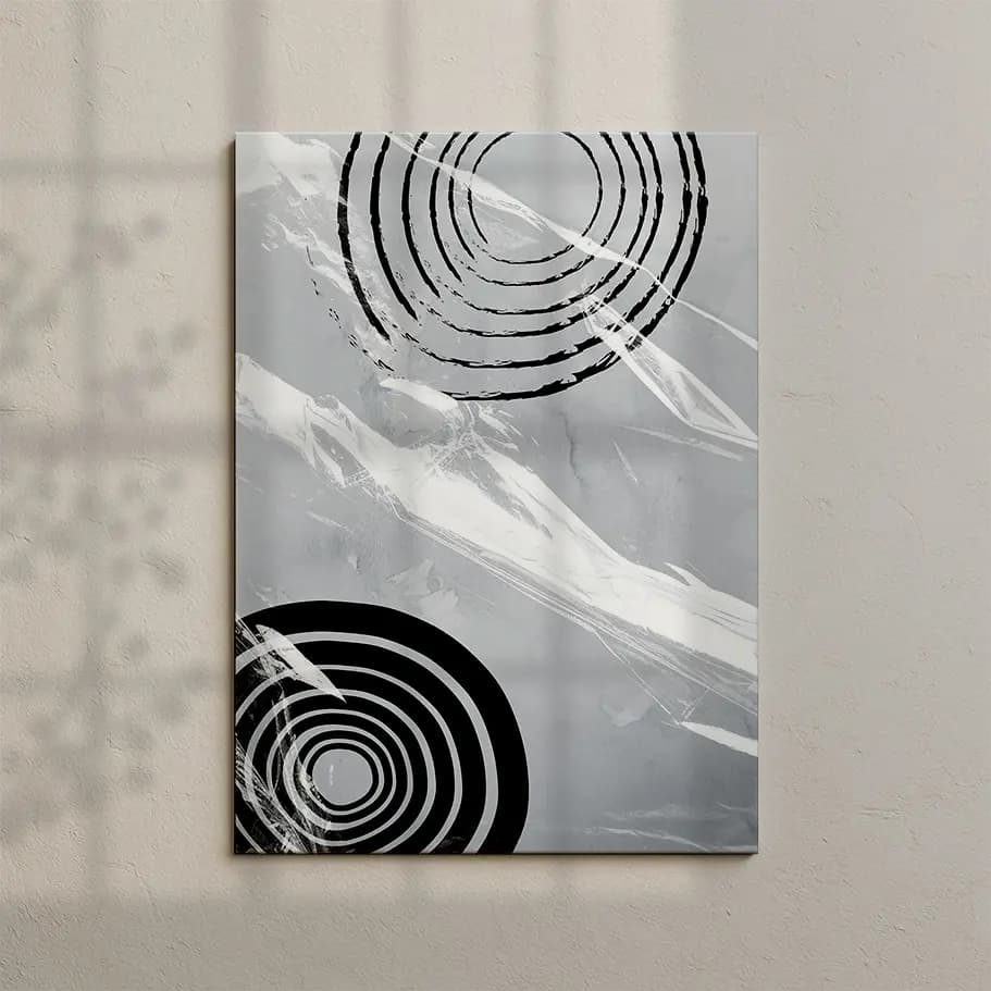 Siyah Beyaz Dairesel Soyut Modern Poster