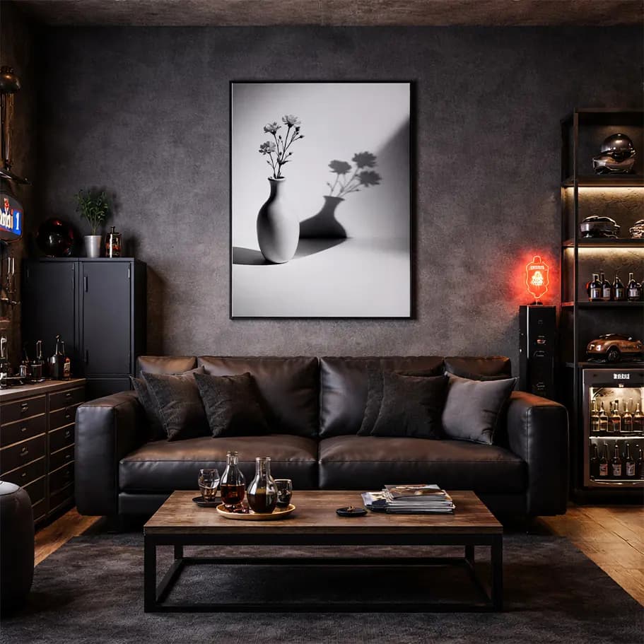 Siyah Beyaz Vazo Çiçek Posteri