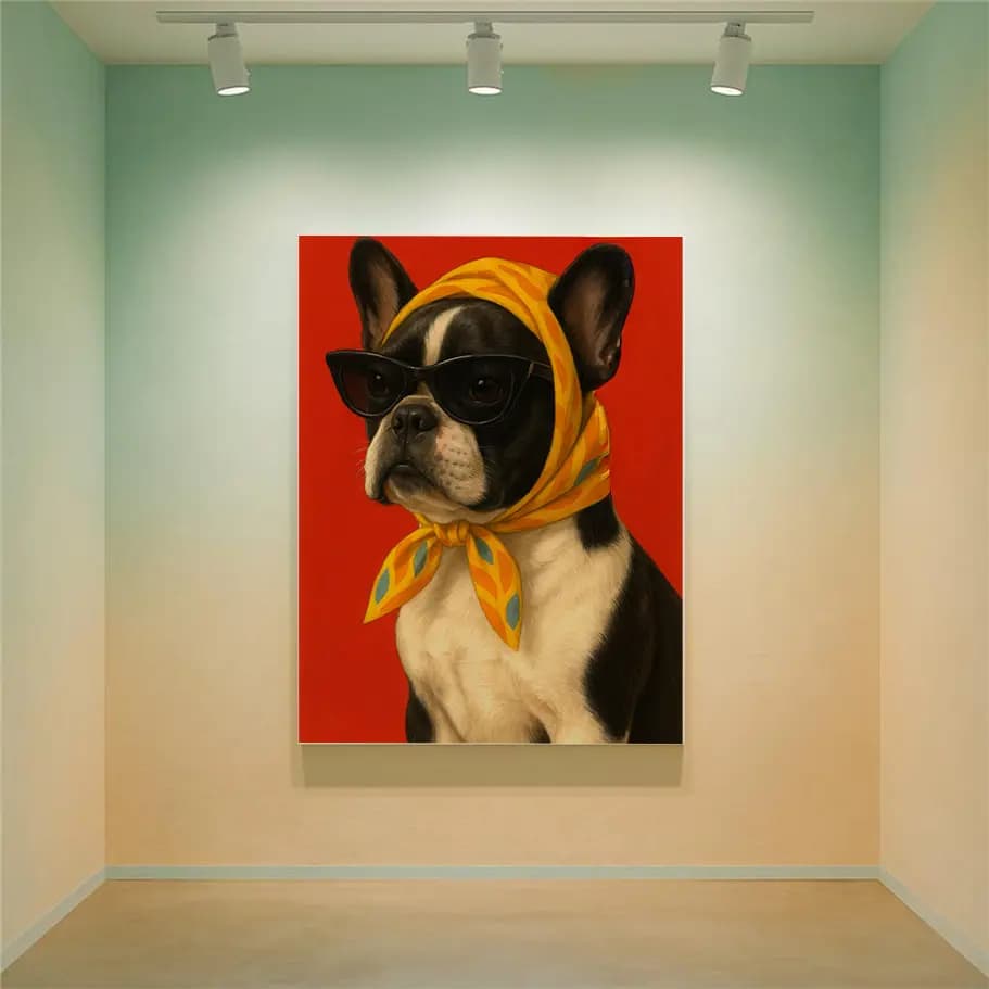 Güneş Gözlüklü Fransız Bulldog Poster