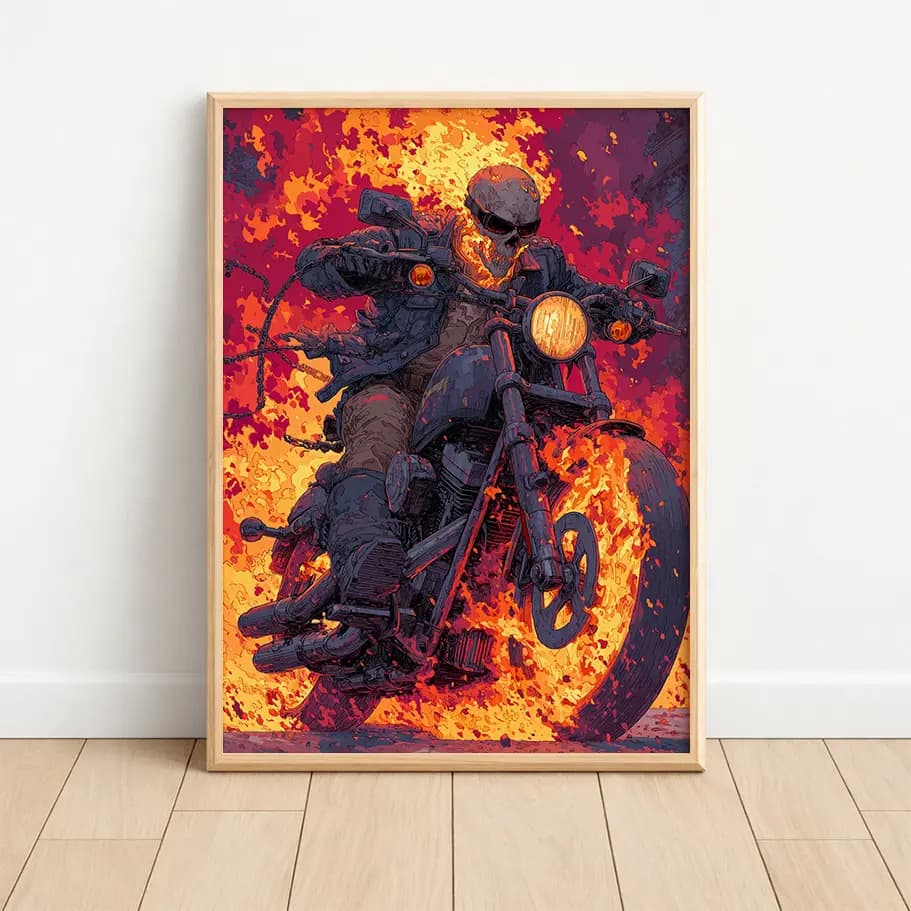 Alevli Kuru Kafa Motorcu Poster