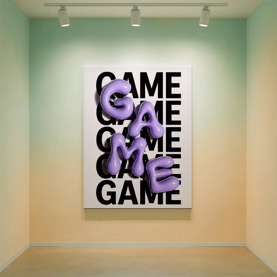 Game 3D Tipografi Modern Poster