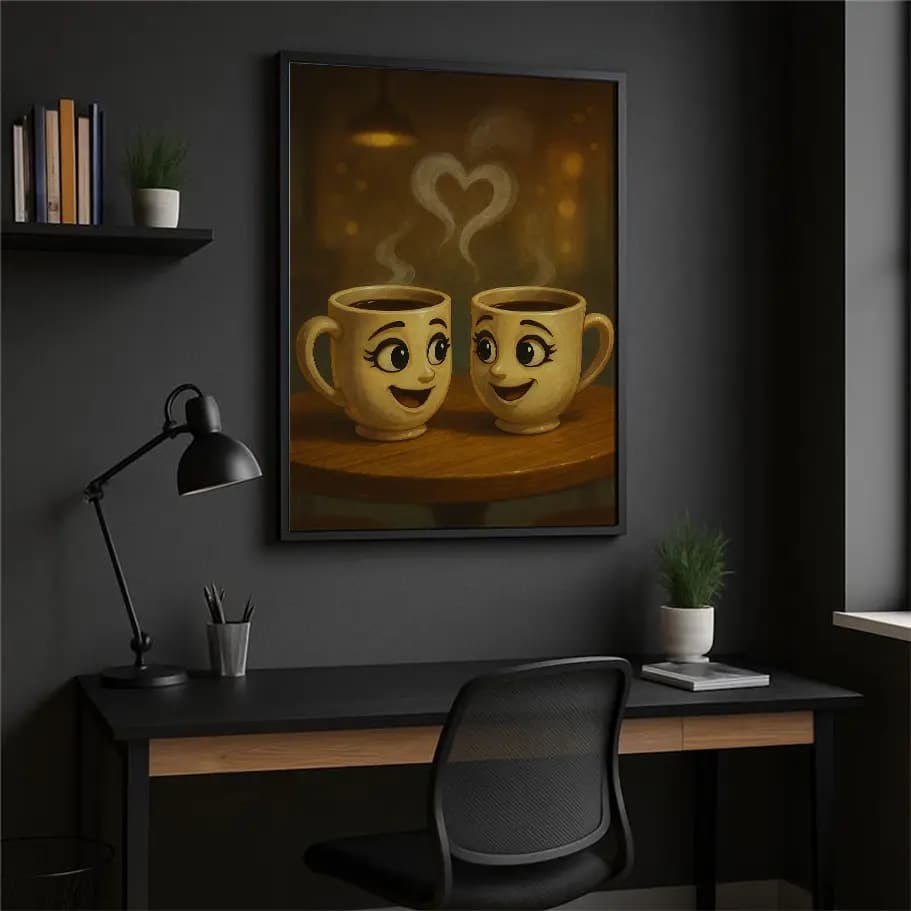 Kalp Buharlı Sevimli Fincan Çifti