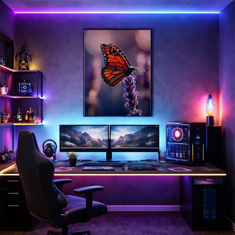 Monarch Kelebek ve Mor Çiçek Poster