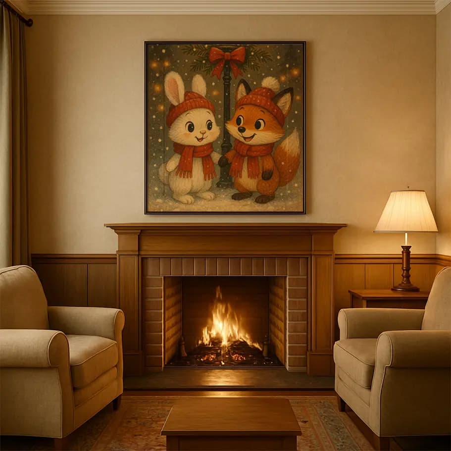 Sevimli Kış Tavşanı ve Tilki Posteri