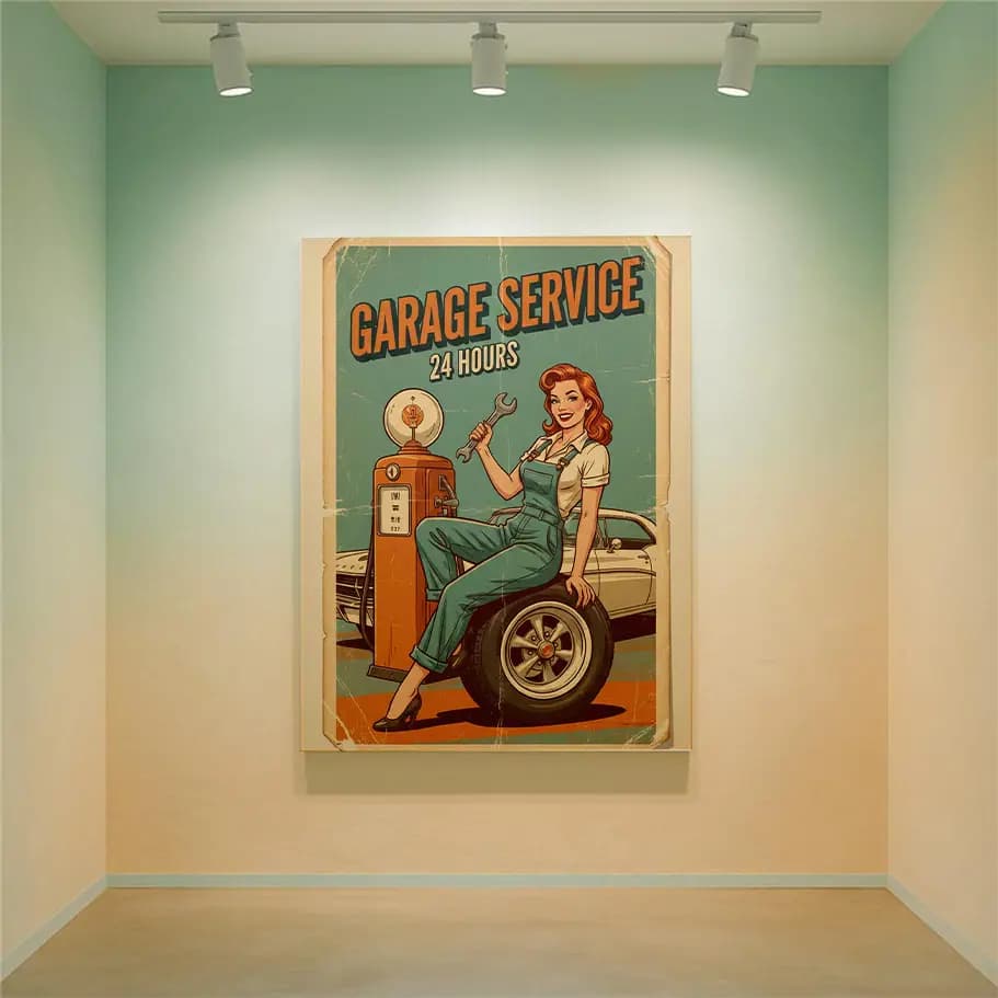 Retro Garage Service Posteri