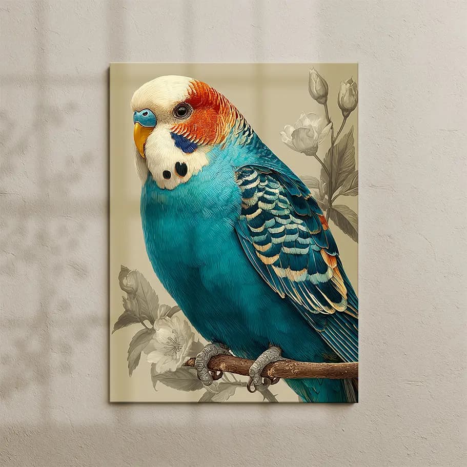 Muhabbet Kuşu Poster – Vintage Botanik Kuş Duvar Tablosu