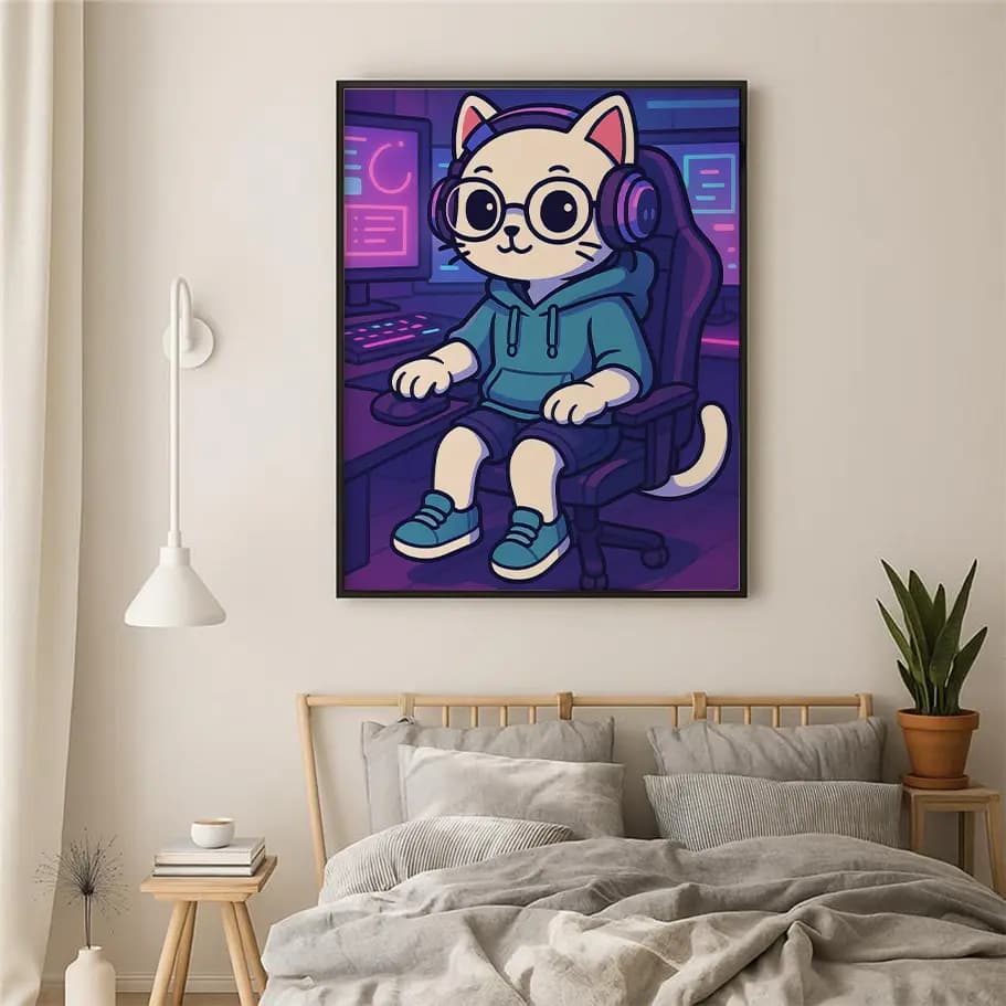 Sevimli Gamer Kedi Posteri