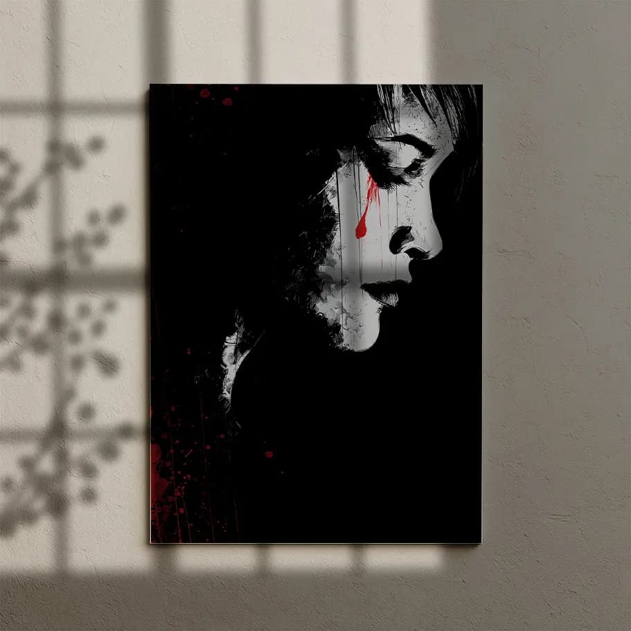 Kırmızı Gözyaşı Kadın Portresi