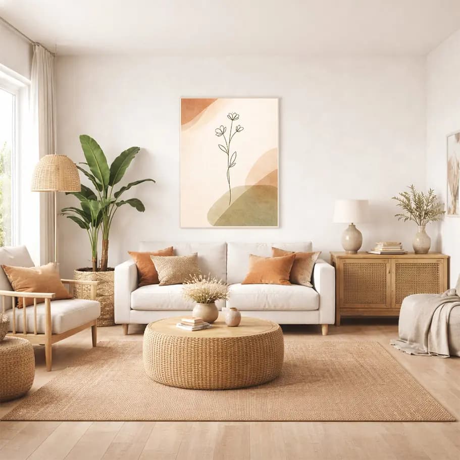 Boho Minimal Çiçek Line Art Poster