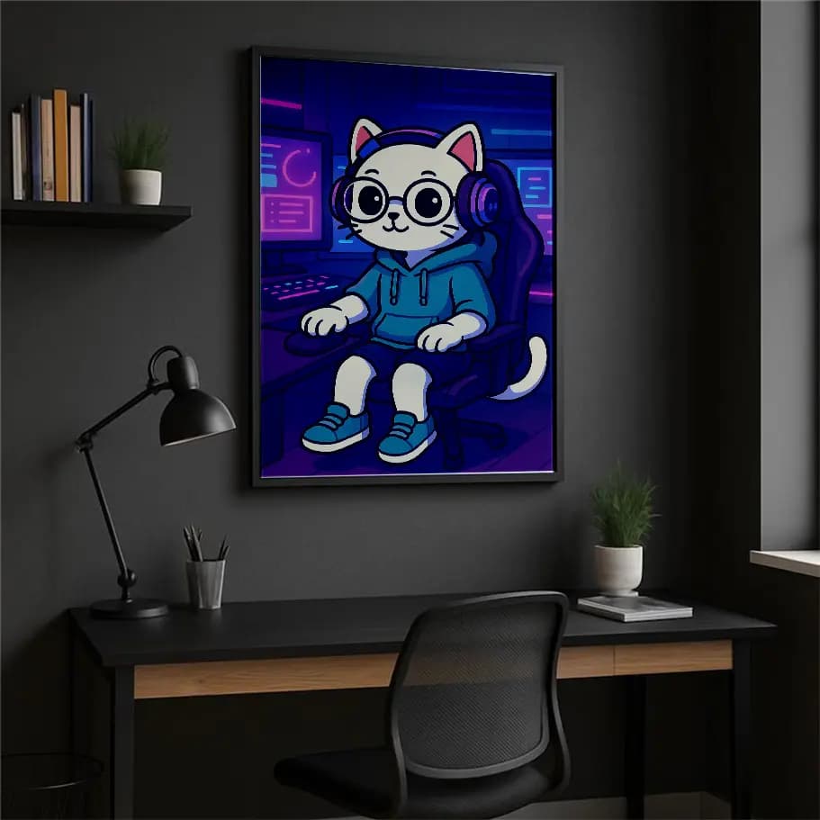 Sevimli Gamer Kedi Posteri