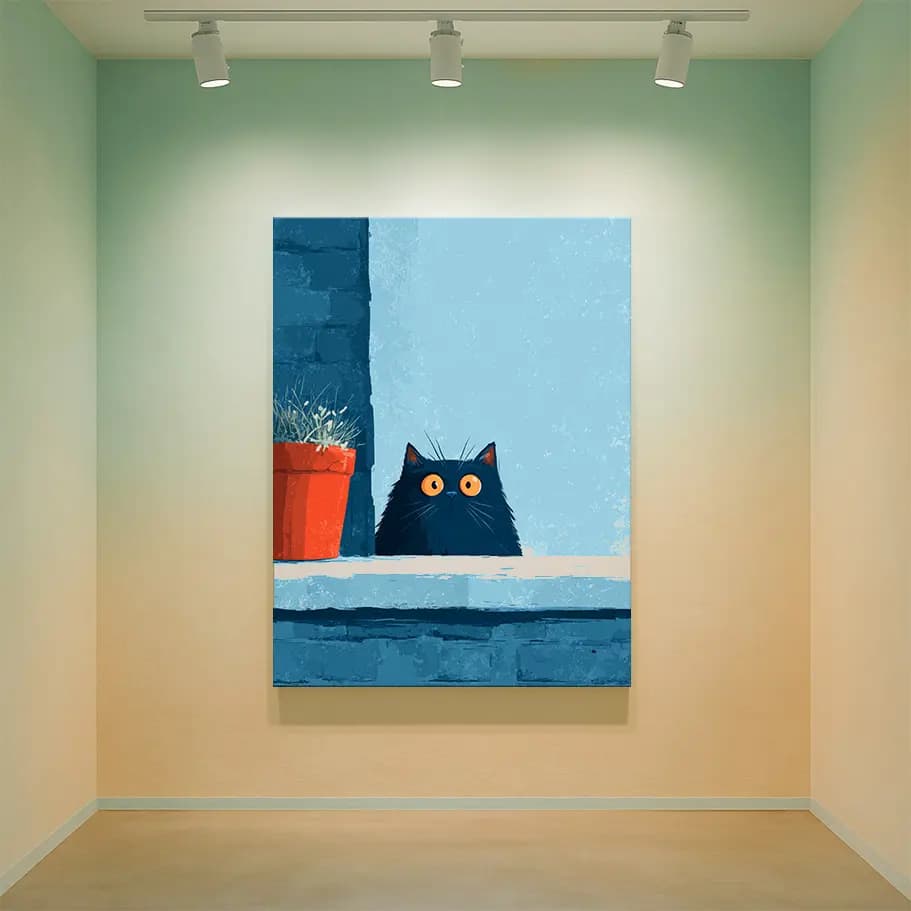 Minimalist Siyah Kedi Posteri 