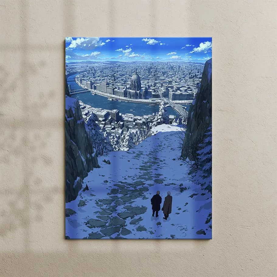 Kış Manzaralı Megakent Panorama İllüstrasyonu Duvar Posteri