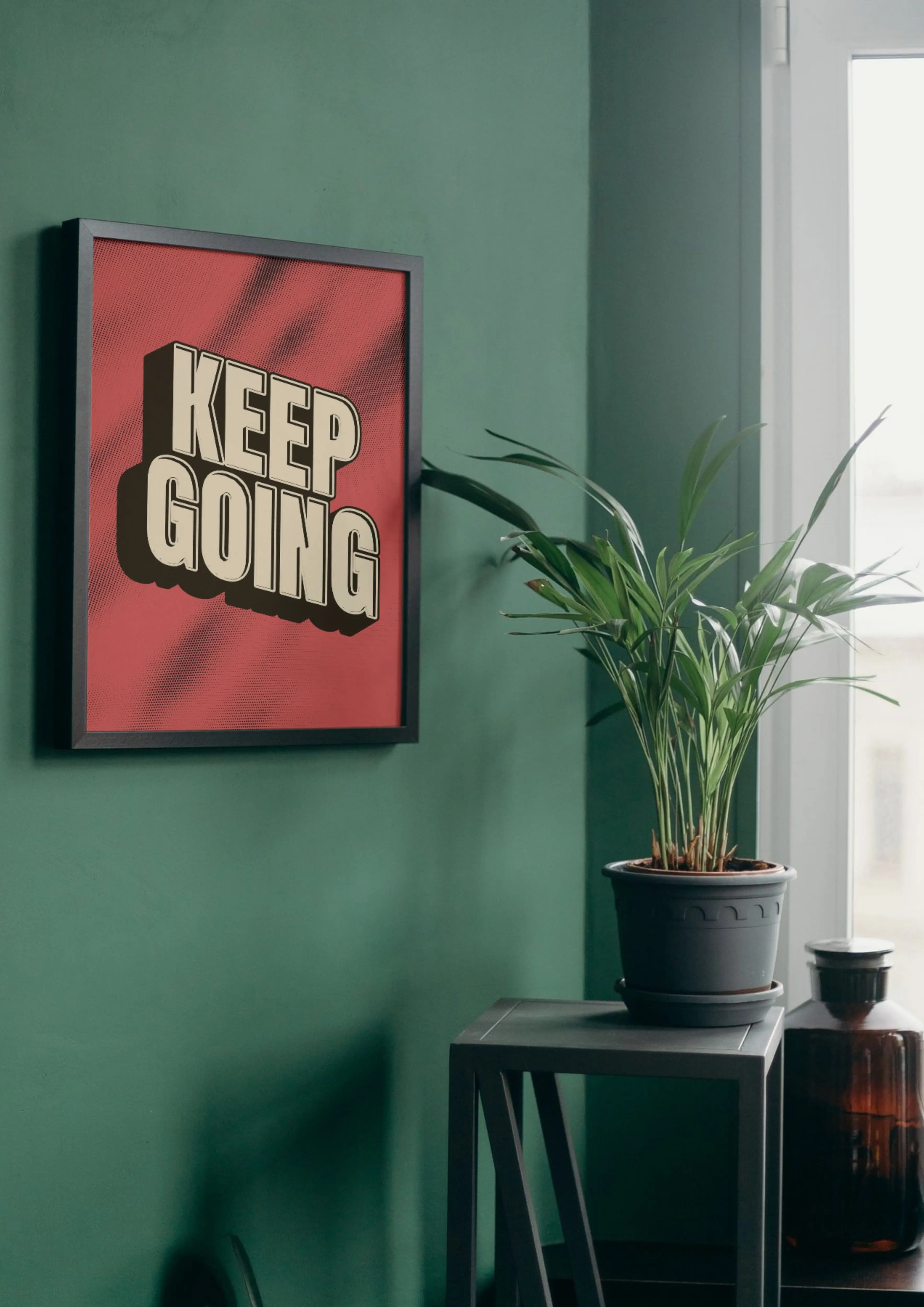 Keep Going Retro Motivasyon Tipografi Poster