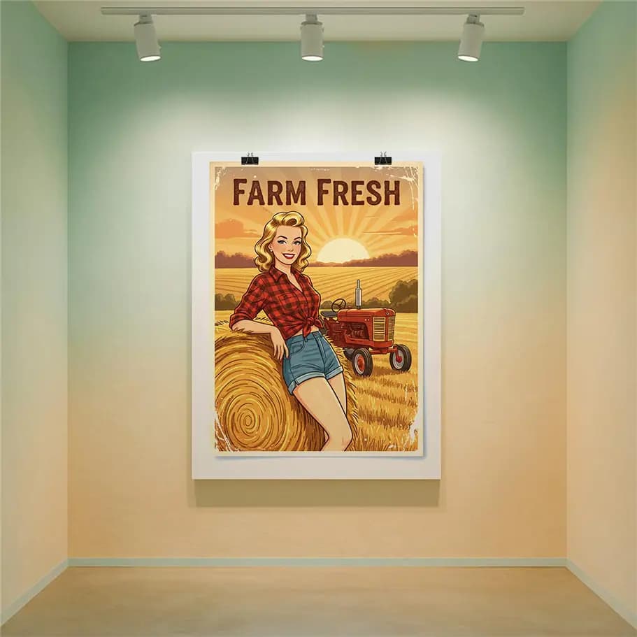 Farm Fresh Retro Çiftlik Posteri