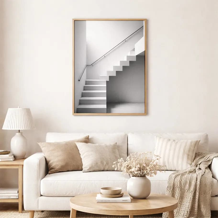 Siyah Beyaz Minimal Merdiven Poster