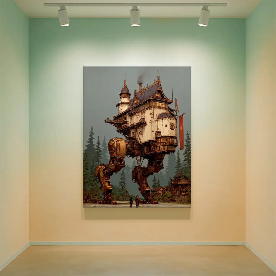 Steampunk Yürüyen Ev İllüstrasyonu