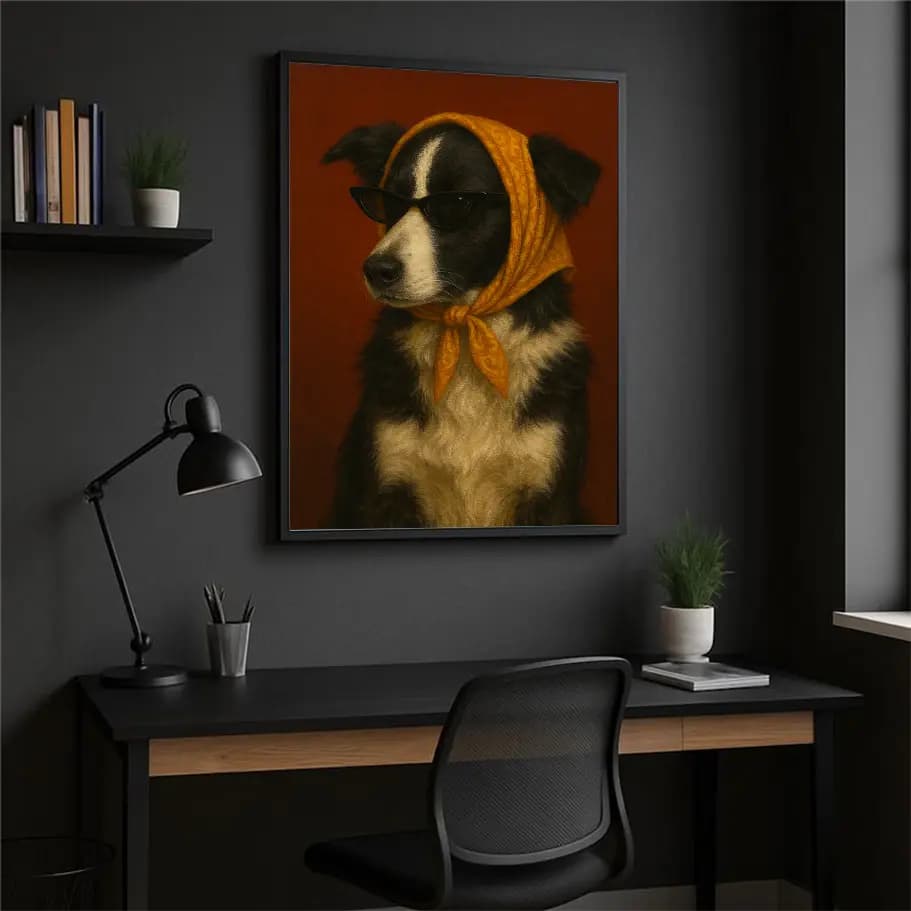 Güneş Gözlüklü Border Collie Poster