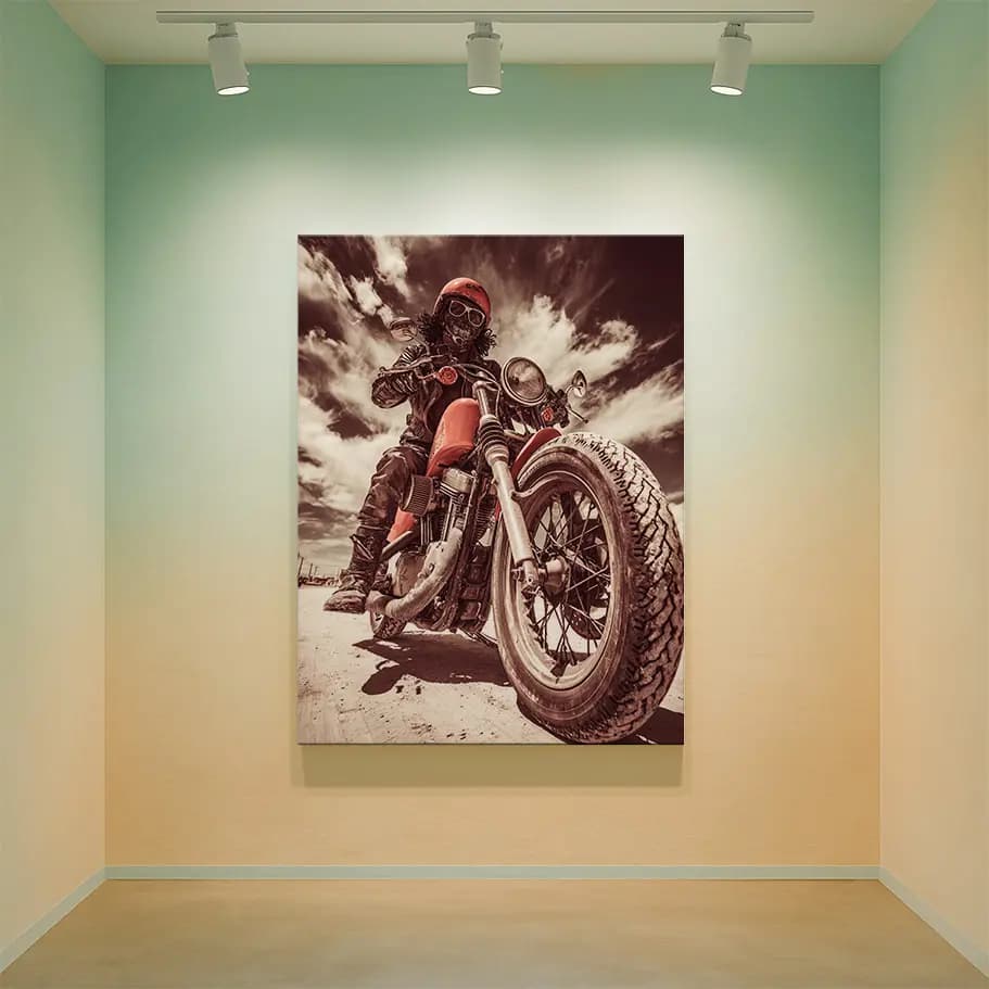 Maskeli Biker ve Custom Motosiklet Posteri