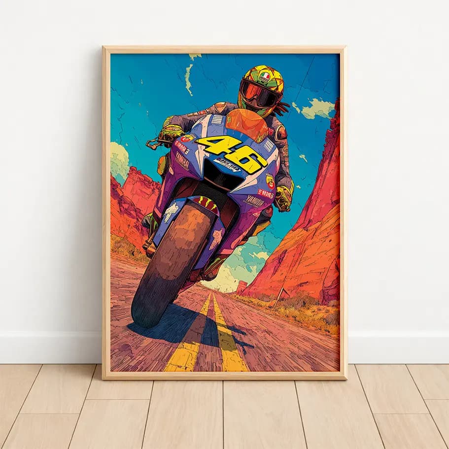 46 Numaralı Yarış Motosikleti Posteri-