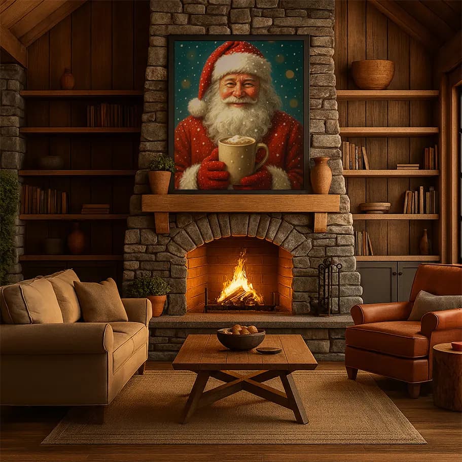 Kahve İçen Noel Baba Posteri