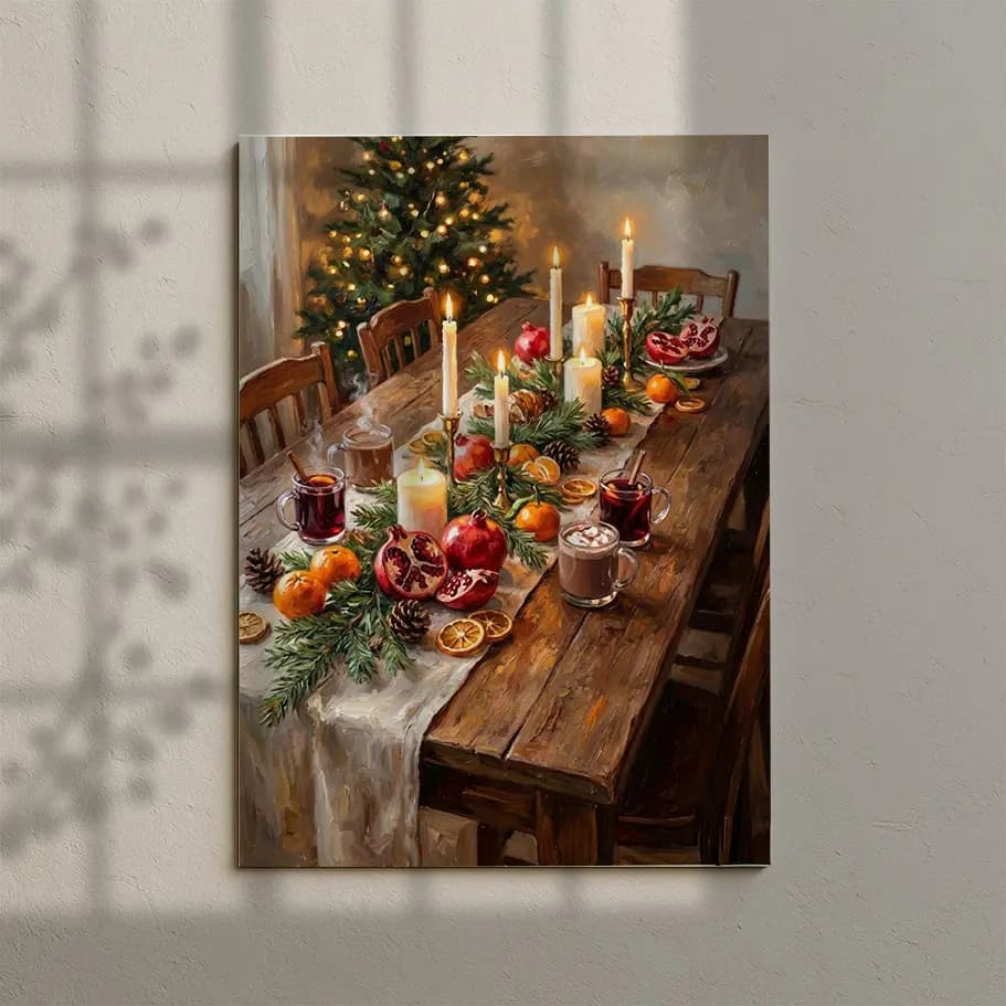 Yılbaşı Sofrası ve Noel Ağacı Huzurlu Kış Posteri