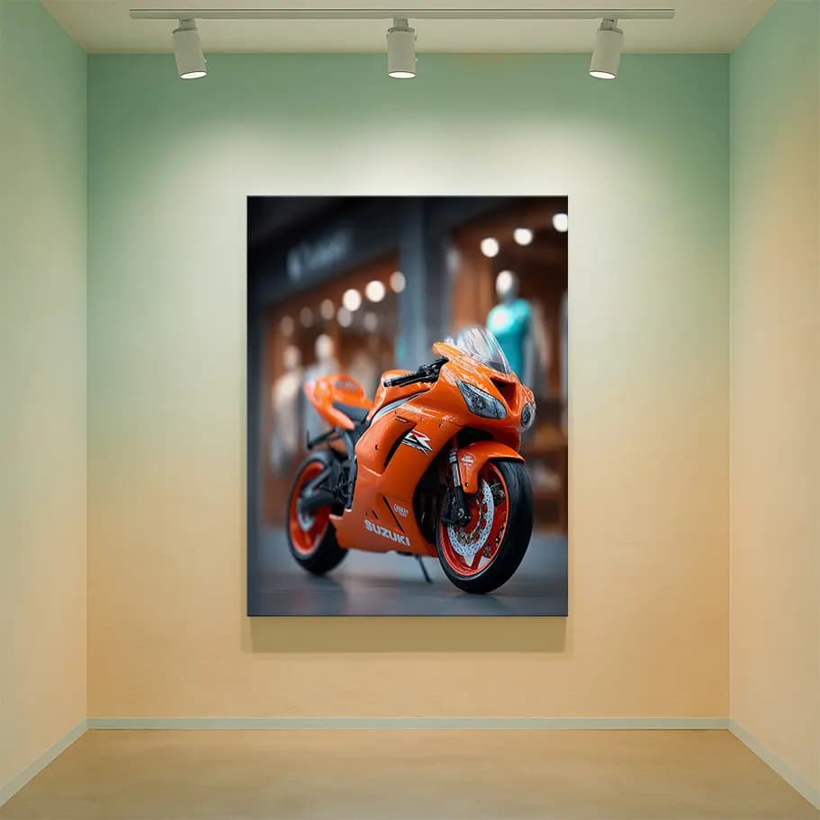 Turuncu Suzuki Spor Motosiklet Posteri