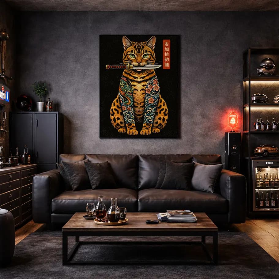 Katana’lı Dövmeli Kedi Posteri