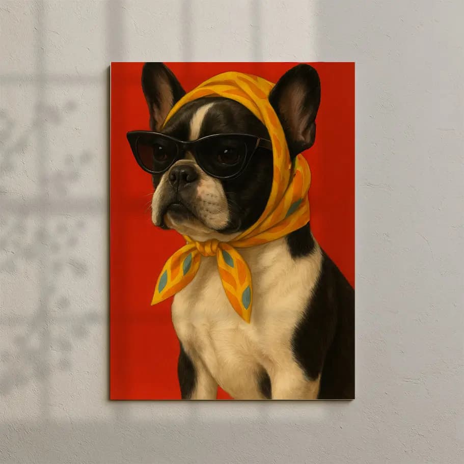 Güneş Gözlüklü Fransız Bulldog Poster