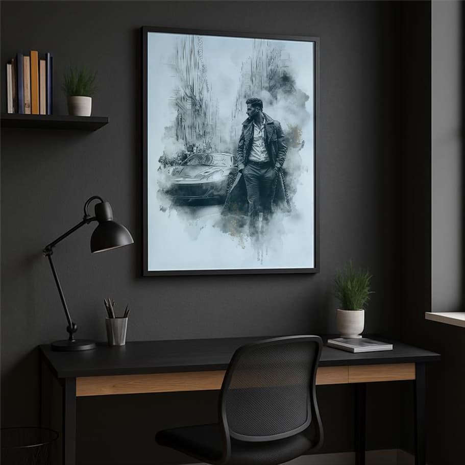 Siya Beyaz Trençkotlu Adam Poster