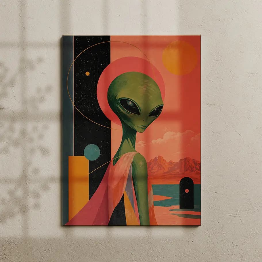 Retro Alien Uzay Temalı Sci-Fi Poster