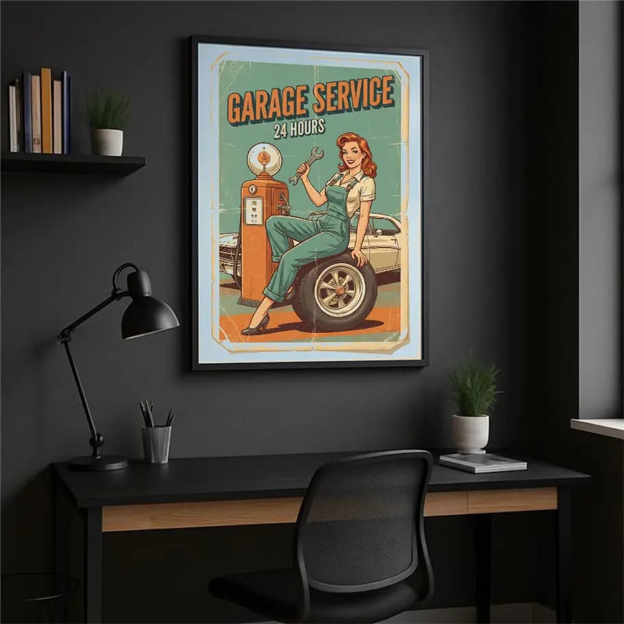 Retro Garage Service Posteri