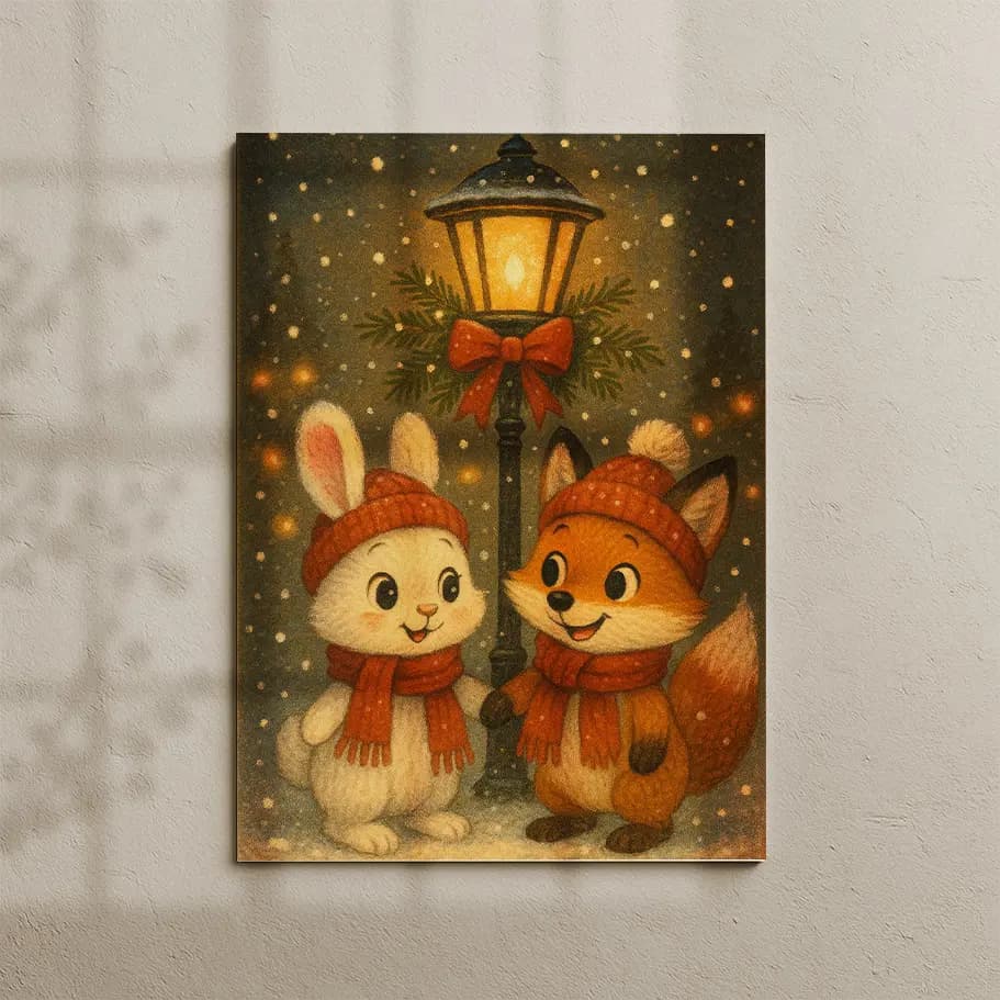 Sevimli Kış Tavşanı ve Tilki Posteri