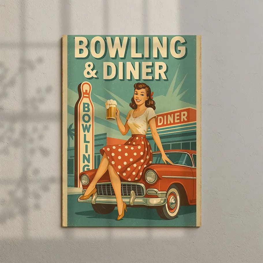 Retro Bowling & Diner Posteri