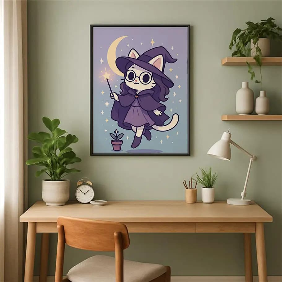 Sevimli Cadı Kedi Posteri