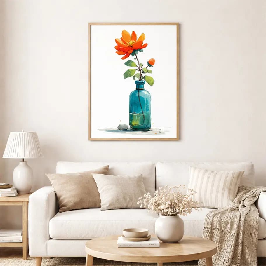 Suluboya Turuncu Çiçek Poster