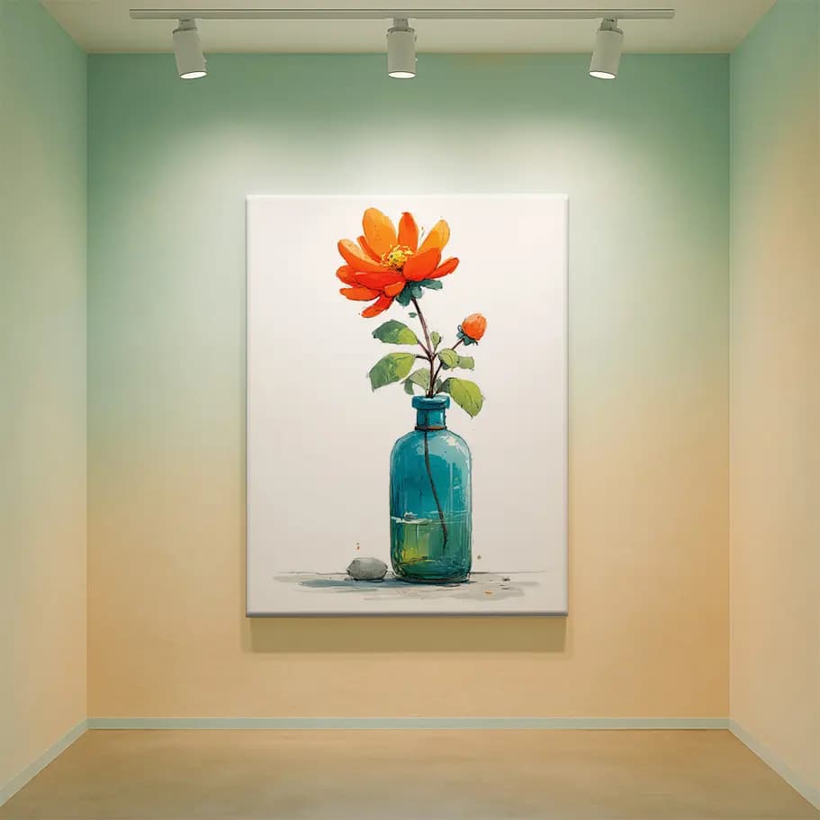 Suluboya Turuncu Çiçek Poster