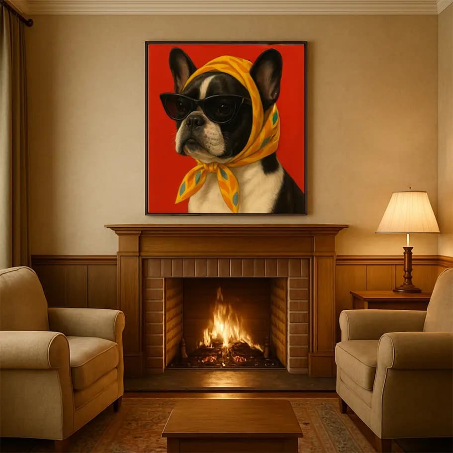 Güneş Gözlüklü Fransız Bulldog Poster