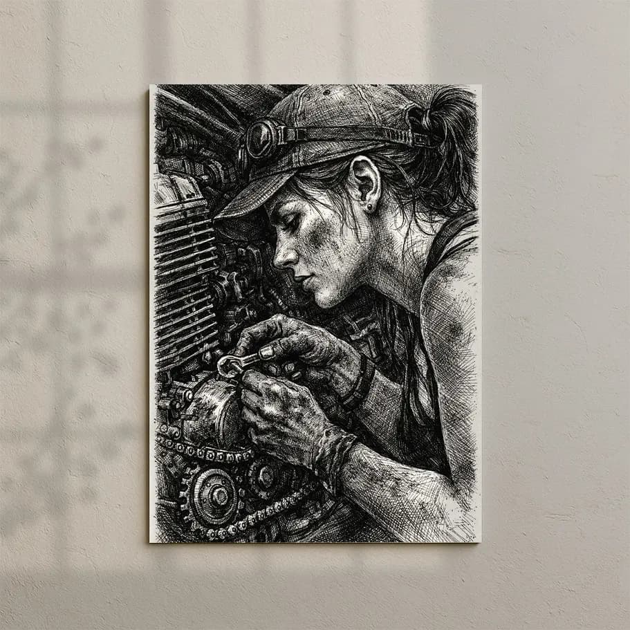 Karakalem Kadın Tamirci Posteri