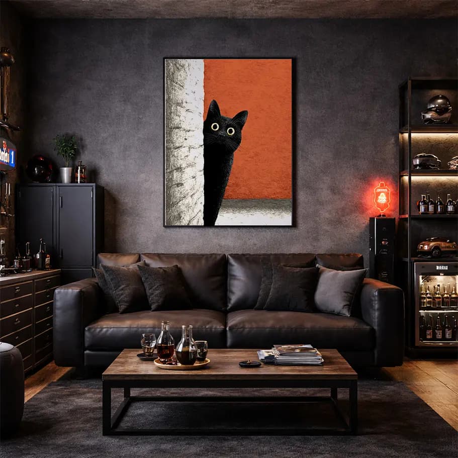 Meraklı Sİyah Kedi Posteri