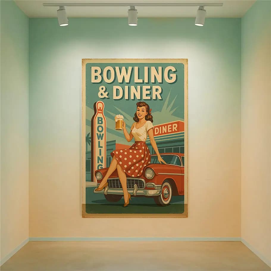 Retro Bowling & Diner Posteri