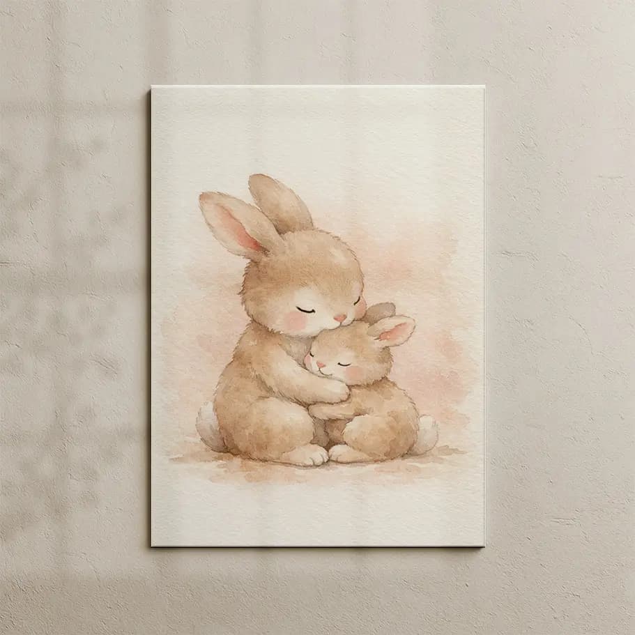 Anne ve Yavru Tavşan Sarılması Posteri