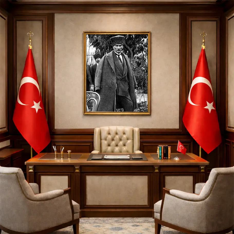 Gazi Mustafa Kemal Atatürk Posteri (Siyah Beyaz) | Premium Baskı